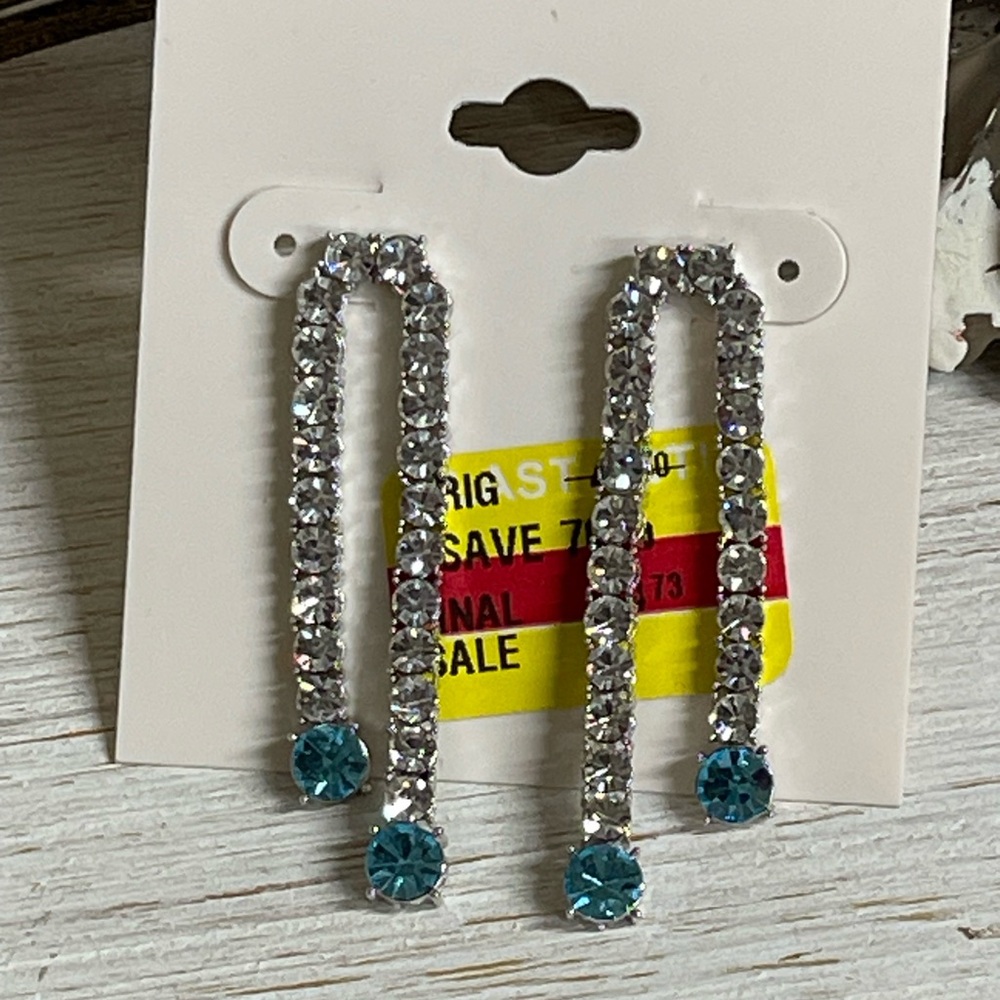 Sparkling Silver and Blue Crystal Earrings